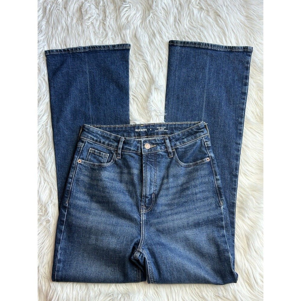 Old Navy Women's 6 Higher High-Rise Flare Blue Denim Jeans 5-Pocket Button